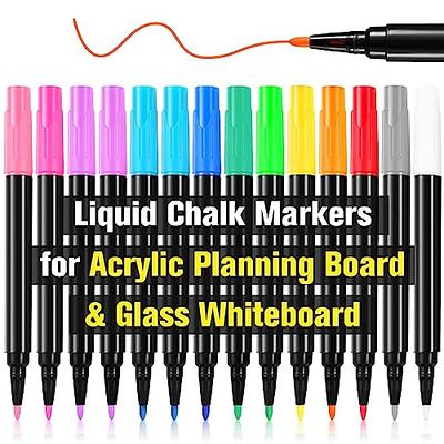 OORAII Liquid Chalk Markers for Acrylic Calendar Planning Board Clear Glass Dry  Erase Board Whiteboard Window Mirror, 14 Pack, 12 Vibrant Colors, 1mm Fine  Points, Easy Wet Erase - Yahoo Shopping