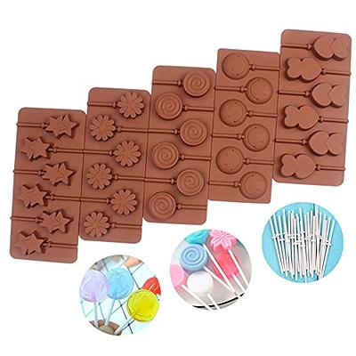 Pack sucker chocolate hard candy molds silicone 6 cavity swirl