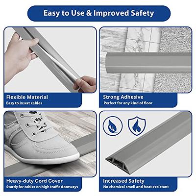 Floor Cable Cover, 4ft, White Wire Cover for Floor, Prevent Cable Trips &  Protect Wires, Floor Cord Cover - Cord Cavity - 0.39 (W) x 0.24 (H)
