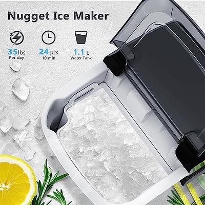 AGLUCKY Nugget Ice Maker Countertop, Portable Pebble Ice Maker Machine with  Handle, 35lbs/24H, One-Click Operation,Pellet Ice Maker for