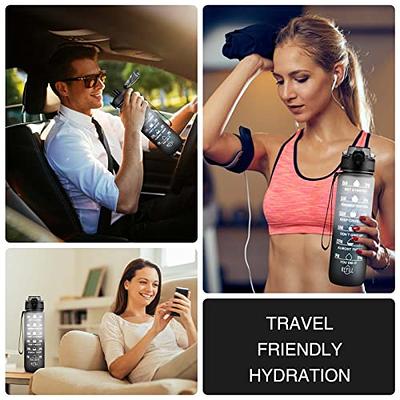  32 oz Water Bottles With Motivational Time Maker, Esgreen Big 1  liter No Straw Water Jugs For Drinking, Tsa Approved BPA-FREE Plastic  Measured Water Bottle 32oz With Strap For Sports Travel