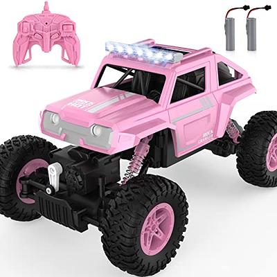 NQD 4WD Remote Control Truck - 1:14 Big Monster Stunt Car All Terrain Off- Road Hobby RC Truck 2.4Ghz with LED Headlight Rock Crawler Rechargeable Electric  Toy for Boys & Girls Gifts（Pink） 