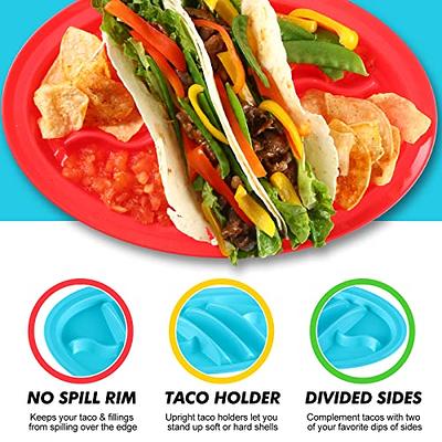 Taco Holders with Salad Cup set of 3,Stainless Steel Taco Shell Holder  Stand,Taco Tray Plates for Taco Bar Gifts Accessories,Holds 4 Tacos  Each,Oven