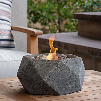 TerraFlame Wave Concrete Table Top Gel Fuel Fire Bowl - Indoor and