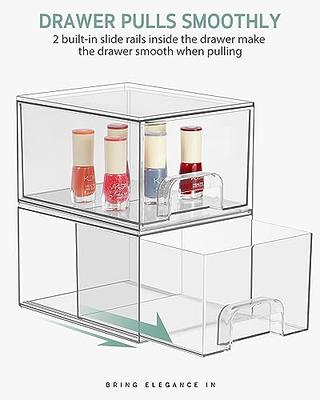 Makeup Organizer 4 Pack, Stackable Acrylic Drawer Box for Vanity, Bathroom  Cabinet, Countertop, Under Sink, Desk and Pantry, Clear Plastic Storage