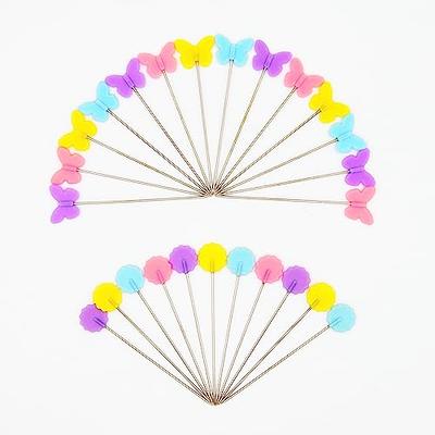 200pcs Sewing Pins Flat Head Straight Pins with Butterfly Flower