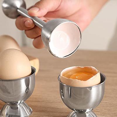 Egg Cracker Topper Set Soft Hard Boiled Eggs Separator Holder Include 4 Egg  Spoons and 4 Egg Cups 1 Shells Remover Top Cutter Stainless Steel for