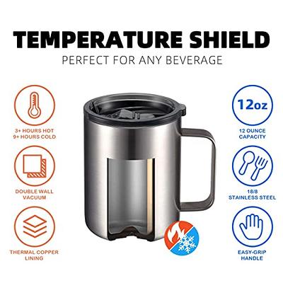 ALOUFEA 12oz Stainless Steel Insulated Coffee Mug with Handle, Double Wall  Vacuum Travel Mug, Tumbler Cup with Sliding Lid, Navy