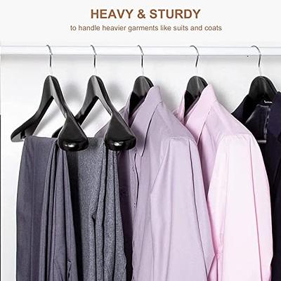 10 Pack Heavy Duty Plastic Hangers Wide Shoulder Non-Slip Thick