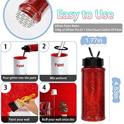 ceya Ultra Fine Glitter Paint Additive, 3.5oz/ 100g Living Coral Glitter  Wall Paint 1/128” 0.008” 0.2mm for Emulsion Wall, Ceiling, Furniture