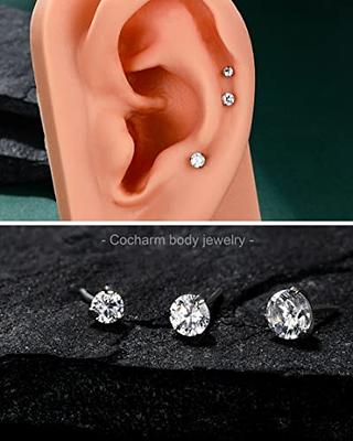 Flat Back Stud Earring 14K Gold, Helix Tragus Flat Conch Piercings 14K Gold / 2.5mm / Push Pin