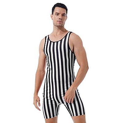 YOOJOO Men's Striped Wrestling Singlet Bodysuit Weight Lifting Stretch  Leotard Shapewear Jumpsuit Black&White X-Large - Yahoo Shopping