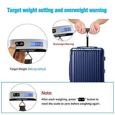 Travel Inspira Digital Luggage Scales with Overweight Alert LCD Display 110lb / 50kg (Stainless Steel, Black)