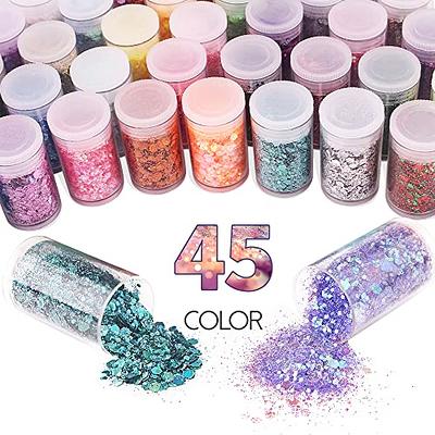 8 Boxes Makeup Face Body Glitter 6 Colors Loose Holographic Cosmetic Chunky Glitter for Halloween Face Eye Body Hair Nail and Other Occasions
