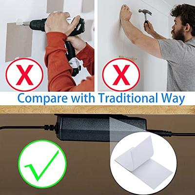 20 Pieces Adhesive Back Strips Pads White Double Sided Sticky Tape Heavy Duty Fasteners Reclosable Hook and Loop for Office Home School