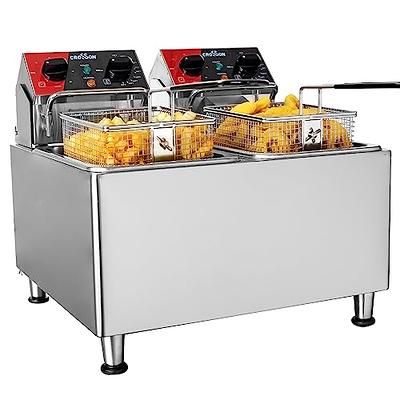 EGGKITPO Deep Fryer with Basket Commercial 12L Electric Countertop Fryer  Stainless Steel Deep Fryers for Restaurant Home Use with Extra Large Frying