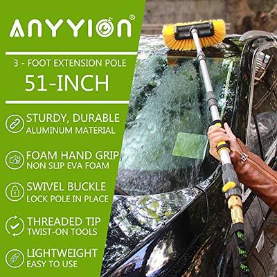 Anyyion 51-Inch Car Wash Brush with 10-Inch Soft Bristle, On/Off Switch for  Car