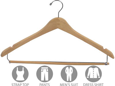 Osto 30 Pack Natural Wooden Suit Hangers; Ultra-durable Smooth