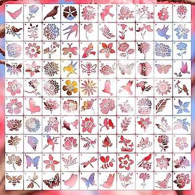 CrafTreat 36 Pieces Butterfly Stencils for Painting (3x3), Reusable Stencils for Crafts, Beautiful Design Stencils for Painting on Wood, Clothes, Wall