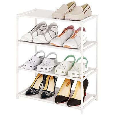 4 Tiers Small Shoe Rack,Narrow Stackable Shoe Shelf Organizer,Sturdy Shoe  Stand