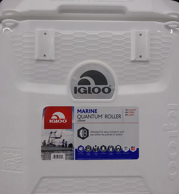 Igloo 52 QT 5-Day Marine Ice Chest Cooler with Wheels, White 