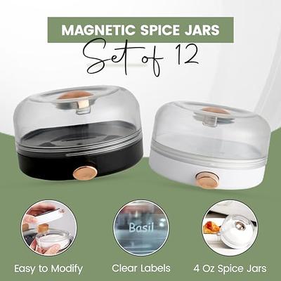 Talented Kitchen 24 Magnetic Spice Jars with 6 Metal Wall Plate Bases for  Refrigerator, 269 Preprinted Seasoning Labels, 2 Styles, for 3 oz  Containers - ShopStyle