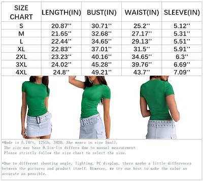 Abardsion Women's Casual Basic Going Out Crop Tops Slim Fit Short Sleeve  Crew Neck Tight T Shirts