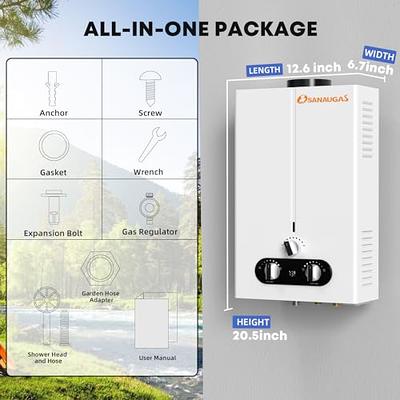 Portable Water Heater, Camplux 1.5 GPM Tankless Gas Water Heater, Outdoor  Camping Water Heater Propane Shower, White