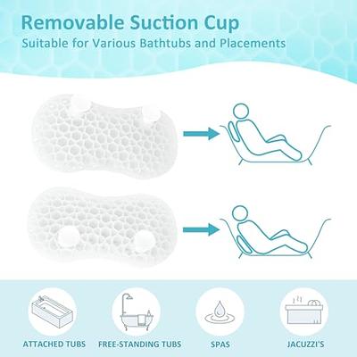 Sunlit Bath Jello Gel Bath Pillows Back Support Pillow, Gel Pillow with Non-Slip Suction Cups, Back Rest Support, Fits Curved or Straight Back Tubs