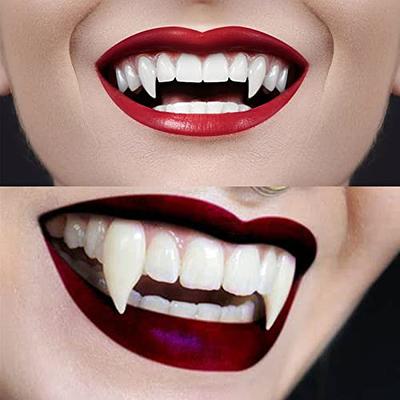 LQYoyz 3 Sizes Vampire Fangs Teeth with Adhesive, Halloween Party Cosplay  Props Accessories, Fake Vampire Teeth Party Favors Werewolf Fangs Vampire