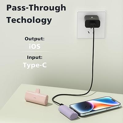 Small Portable Charger for iPhone 5000mAh 2 Packs with Built in Cable, MFi  Certified Compact Power Bank Cordless External Battery Pack for All iPhone