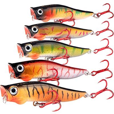 Dr.Fish 3D Duck Lures Topwater Poppers Feathered Hook Floating Hard Bait  Pike