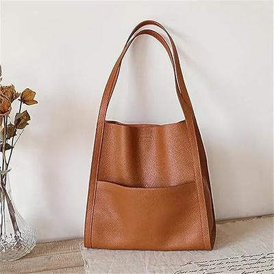 Simple Versatile Solid Color Shoulder Bag PU Leather Hobo Tote Bag