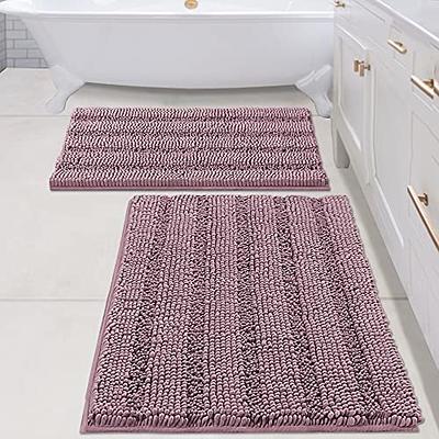 Grey Bathroom Rugs and Mats Sets 2 Piece, Chenille Bath Rugs Set