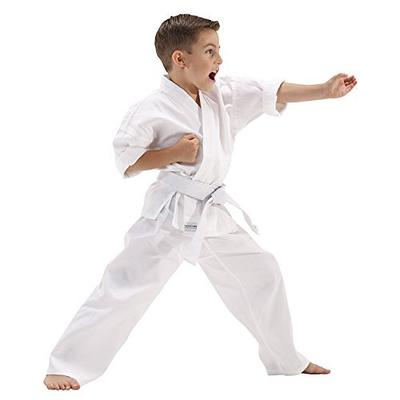 Toptie 7.5 Oz Taekwondo Uniform Martial Arts Uniform TKD Dobok Student  Uniform with Belt-black trim-Size 00 