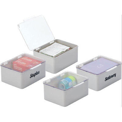  BTSKY 4 Pack Extra Large Capacity Plastic Pencil Box Stackable  Translucent Clear Pencil Box Office Supplies Storage Organizer Box for Gel  Pens Erasers Tape Pens Pencils Markers etc(Blue) : Office Products