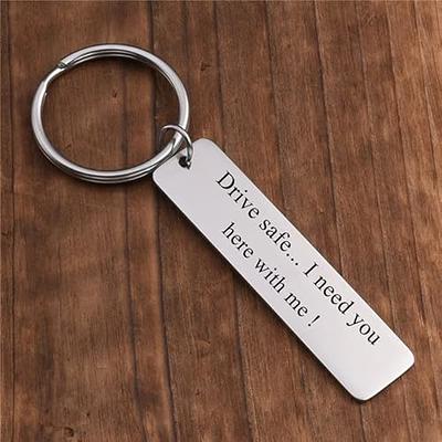 Stainless Steel Drive Safe Keychain Keyring Engrave Gift For Husband  Boyfriend