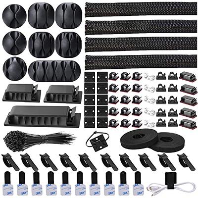 N NOROCME 192 PCS Cable Management Kit 4 Wire Organizer Sleeve,11 Cable  Holder,35Cord Clips 10+2 Roll Cable Organizer Straps and 100 Fastening Cable  Ties for Computer TV Under Desk, black,clear - Yahoo Shopping