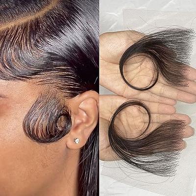 HD Lace Stripes Human Hair Edge Lace Hairline Pre Plucked with Baby Hair  (4PCS/LOT) (4PCS/LOT (Black))