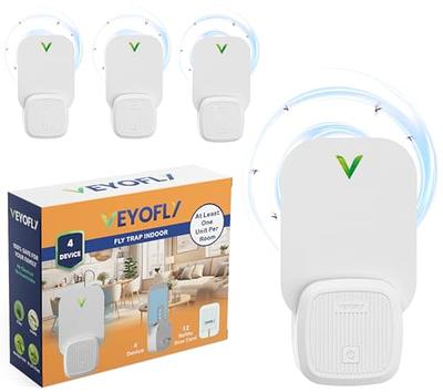 VEYOFLY 4 Pack, Plug-in Flying Insect Trap, Fruit Fly Traps for Indoors,  Safer Home Indoor, Bug Light Indoor Plug-in, Mosquito Trap, Fruit Fly, Gnat  Trap, Flea Trap, No Odor- (4Device+12 Refills) 