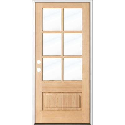 Craftsman Douglas Fir Wood 6 Lite Clear Glass Front Door