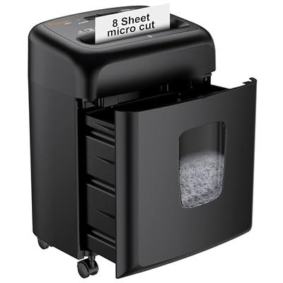   Basics 8 Sheet High Security Micro Cut Shredder with  Pullout Basket, Black : Office Products