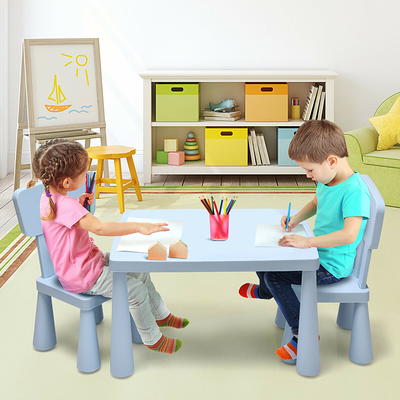 Costway Kids Table & 2 Chairs Set Toddler Activity Play Dining Study Desk  Baby Gift Blue