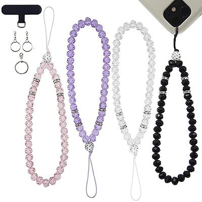 Katutude Crystal Beaded Phone Charm Bling Phone Wrist Strap Love Heart  Beaded Phone Lanyard Wrist Strap Anti Lost Phone Chain Wristlet Gift for  Girls