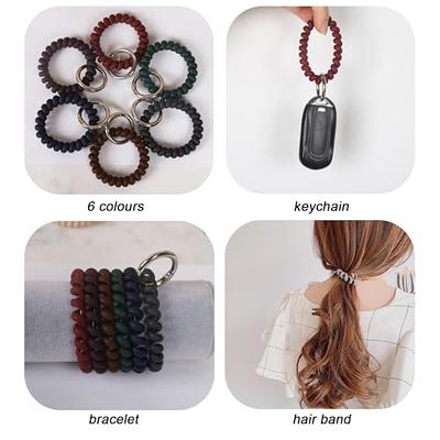 BIHRTC Wrist Keychain Plastic Spring Flexible Spiral Wrist Coil Stretchable  Wristband Key Ring Key Chain Key Hook Key Holder Wristlet for Gym Pool ID