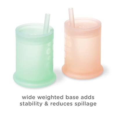 Olababy Silicone Training Cup with Straw Lid | Babies Water Drinking Cup | 6+ Mo Infant to 12-18 Months Toddler | Sippy Cup for Kids & Smoothie Cup