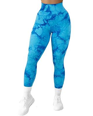 SUUKSESS Women Ribbed Seamless Leggings High Waisted Tummy Control Workout  Yoga Pants (Tie Dye Blue, M) - Yahoo Shopping