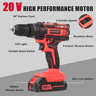 Avid Power Drill Set Cordless 20V Electric Drill with Battery and Fast Charger, Variable Speed, 23+1 Torque Setting, 23pcs Accessories Drill Kit, Hand