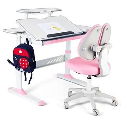 Kids Study Desk with Chair - White