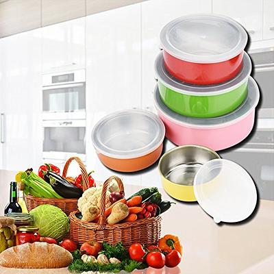 Mixing Bowls with Lids - 5 Deep Nesting Mixing Bowls for Kitchen Storage -  Silver Stainless Steel Mixing Bowl Set - Large Mixing Bowl for Cooking